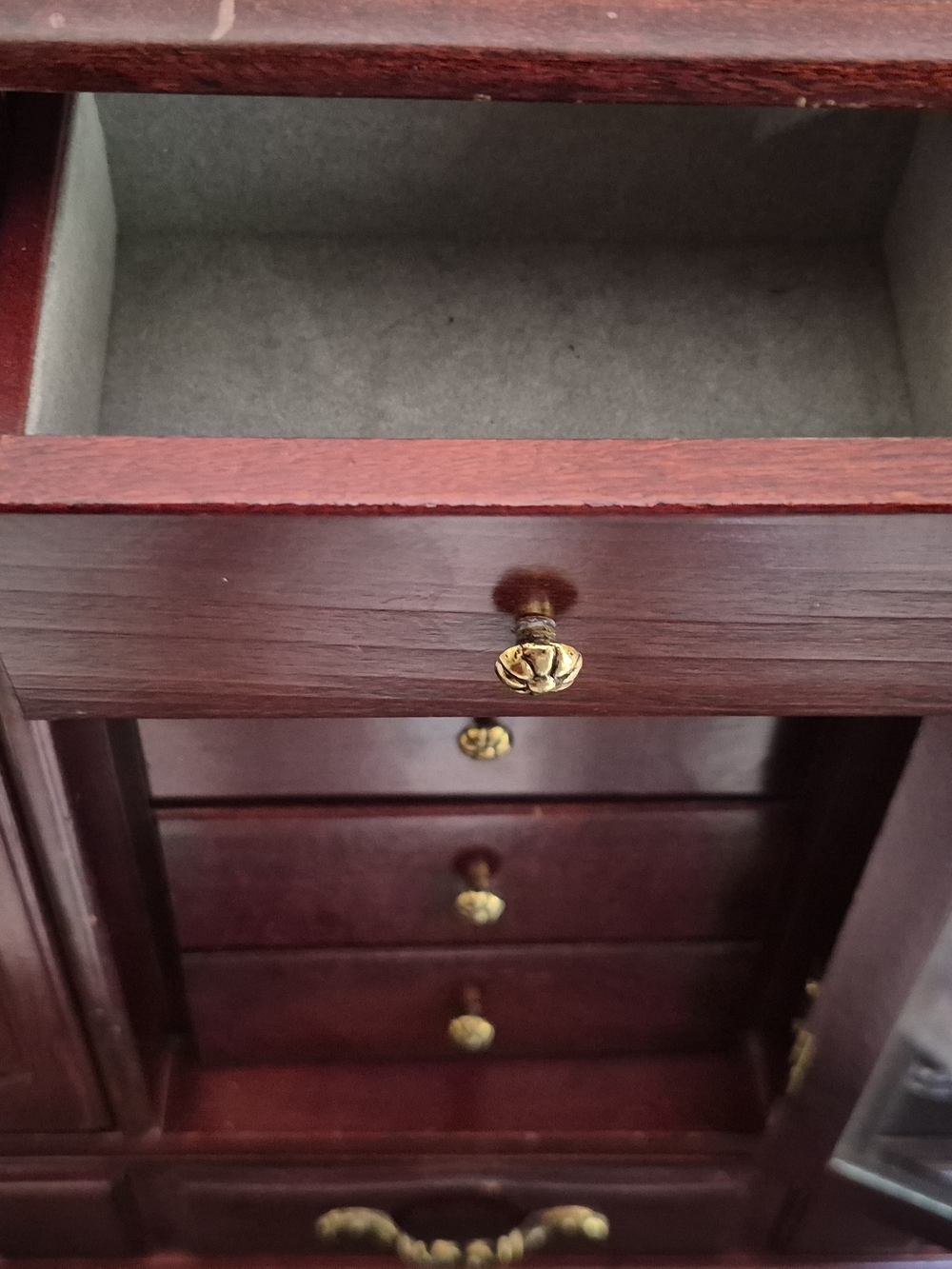 Classic Wooden Jewelry Box Cabinet in Dark Cherry - Picture 8 of 14